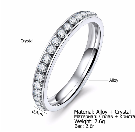Diamond Ring Full Diamond Ring Female Ring Wholesale High Gloss Single Row Diamond Circle