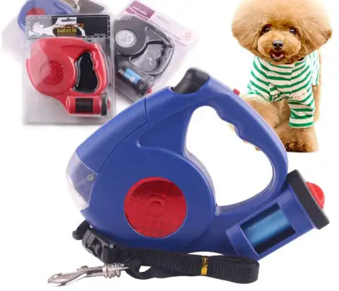 Three-in-one Retractable Dog Leash with Flashlight
