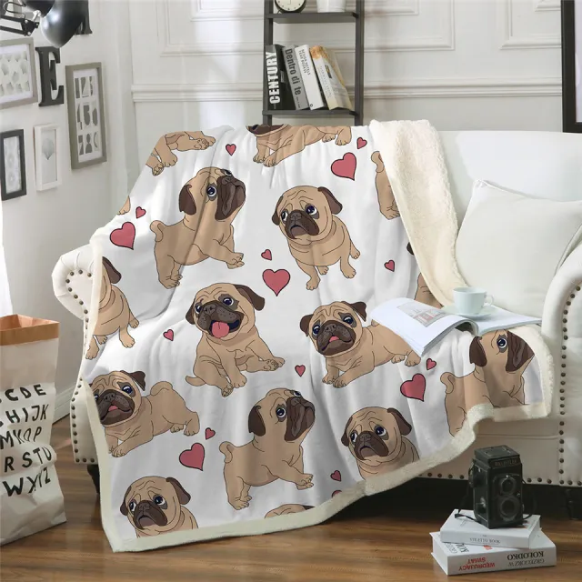 Winter Double layer Thick Blankets Printed Cotton Fleece Blanket Sofa Blankets Lazy Blankets Puppy Series 150X200Cm - Shop at LoveMi