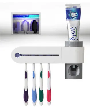 2-in-1 UV Disinfection Toothbrush Holder Automatic Toothpaste Washing Set