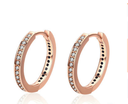 Simple single-circle S925 Sterling Silver Stud Earrings Inlaid Circle Sterling Silver Earrings