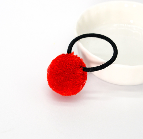 Korean candy color children's hair ball hair ring color tie hair band no seams do not hurt hair rope baby hair rope Red A0226B - Shop at LoveMi