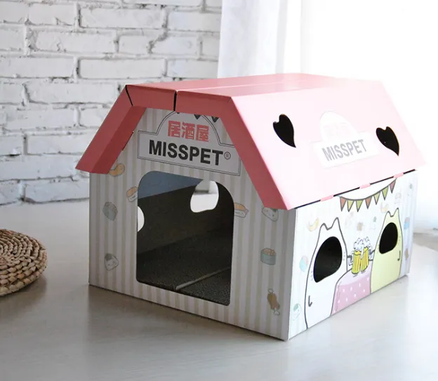 Izakaya coffee house cat scratch board cat litter cat toy corrugated paper cat house sharpener Red - Shop at LoveMi