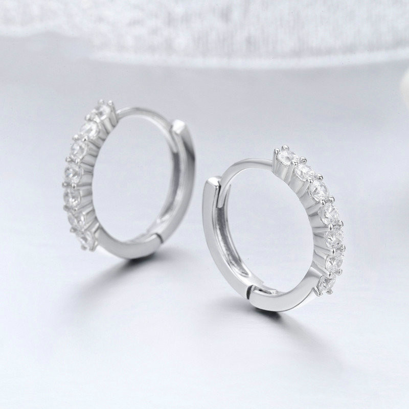 European and American Jewelry Earrings Accessories S925 Sterling Silver White and Zircon Stud Earrings