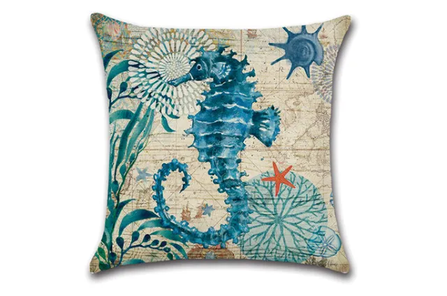 Marine life sea turtle seahorse whale octopus pillow A Hippocampus - Shop at LoveMi