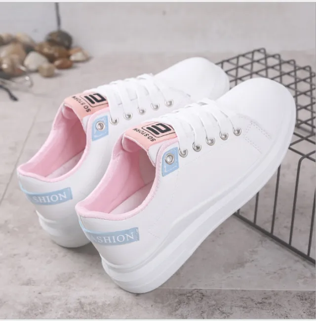 New Harajuku wild Korean students style white shoes spring flat winter shoes Pink - Shop at LoveMi