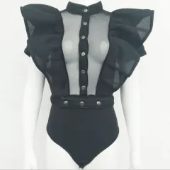 Women's Mesh Jumpsuit - Black - View 1