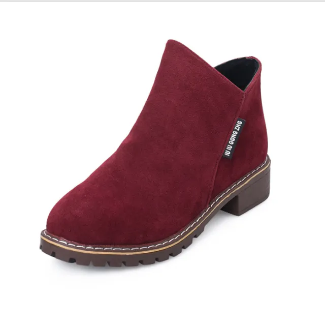 Korean version plus velvet Martin boots Wine - Shop at LoveMi
