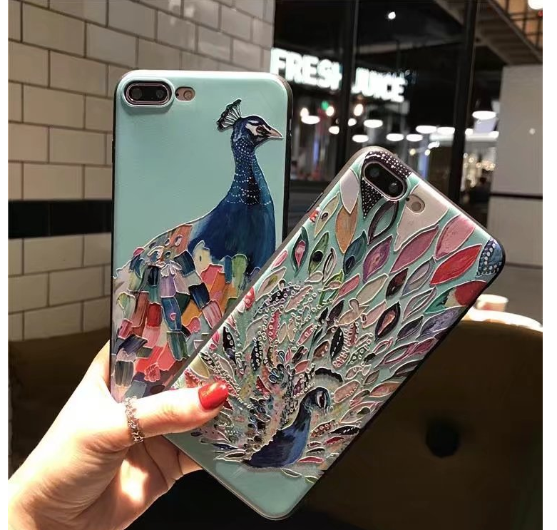 Compatible with Apple , Embossed Cartoon Peacock Mobile Shell Soft Cover - Image 5