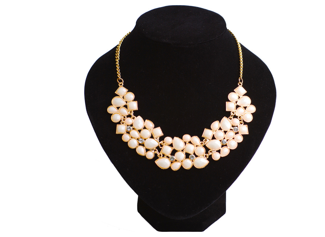 European and American retro luxury geometric mosaic fluorescent color necklace Fashion wild mixed color clavicle chain