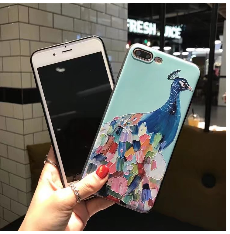 Compatible with Apple , Embossed Cartoon Peacock Mobile Shell Soft Cover - Image 2