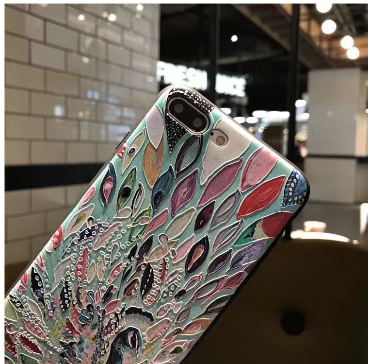 Compatible with Apple , Embossed Cartoon Peacock Mobile Shell Soft Cover - Image 3