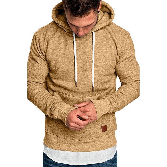 new men's solid color outdoor sports sweater casual fashion hood