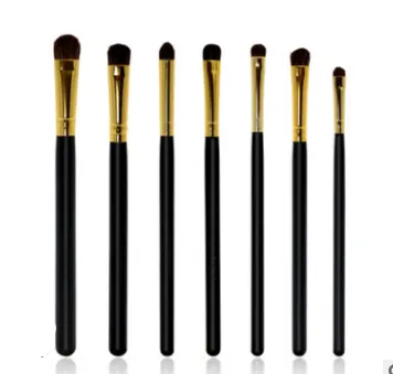 Hair Makeup Brushes 7 Eye Shadow Brushes Beauty Makeup Black Handle Gold Tube - Shop at LoveMi