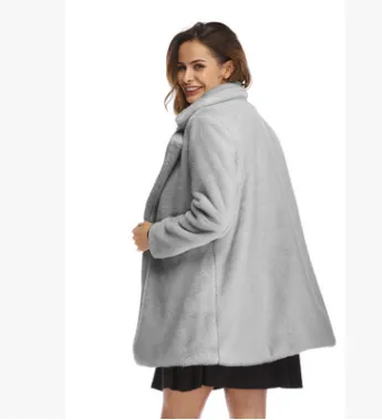 Faux Fur Coat Women Long Sleeve Warm Thick Wave Jackets Plus Size Coat Winter Black Yellow Rose Red Fur Coats Autumn Light Gray - Shop at LoveMi