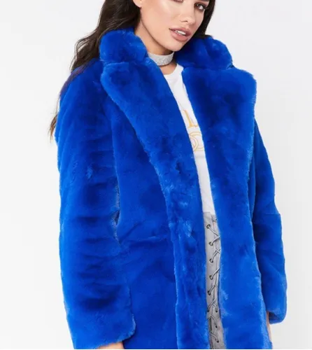 Faux Fur Coat Women Long Sleeve Warm Thick Wave Jackets Plus Size Coat Winter Black Yellow Rose Red Fur Coats Autumn Blue - Shop at LoveMi
