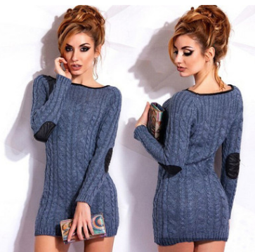 Wish autumn and winter new women's European and American Slim solid color long-sleeved round neck pullover sweater sweater 1300