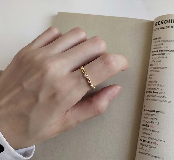 925 sterling silver gold plated  ring ring female food knuckle ring simple temperament tide Japan Korean girlfriends gift