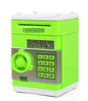 Automatic Paper Money Piggy Bank Gift Money Box Safe - Green Sliver