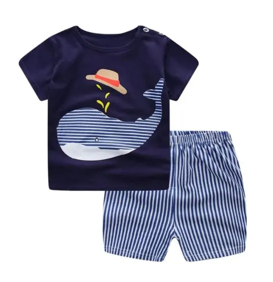 New Children's Summer Clothing Short-sleeved Suit Cotton Boy Girls