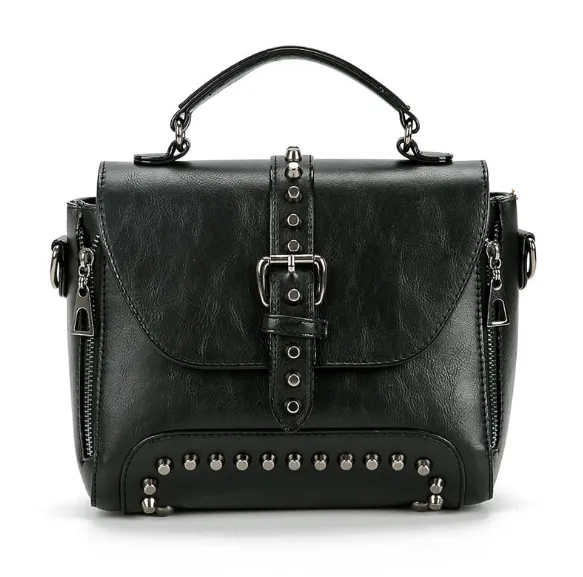 Women Vintage Leather Crossbody Handbags Black - Shop at LoveMi