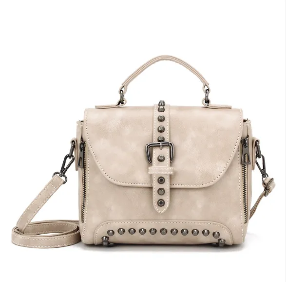 Women Vintage Leather Crossbody Handbags Beige - Shop at LoveMi