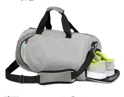 Dry and wet separation women's waterproof fitness bag - Grey
