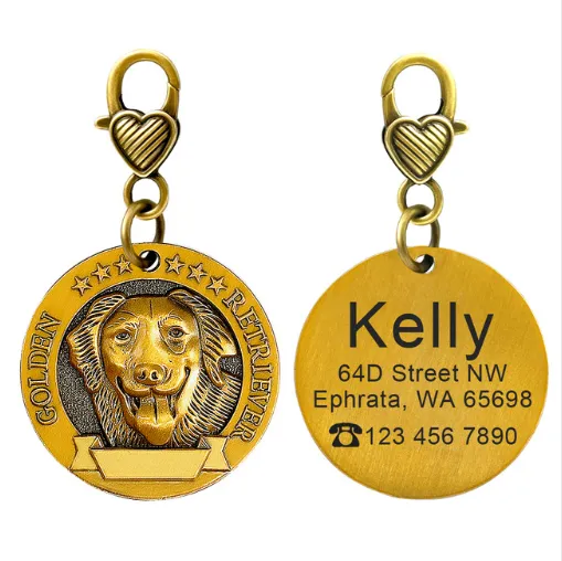 New dog identity card custom lettering tag Jin Mao Teddy dog bronze dog anti lost pet brand 16 Style - Shop at LoveMi