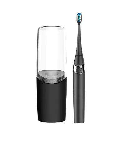 Electric Travel Rechargeable Toothbrush with Portable UV Sterilizer Drying Cup for Adults Black - Shop at LoveMi