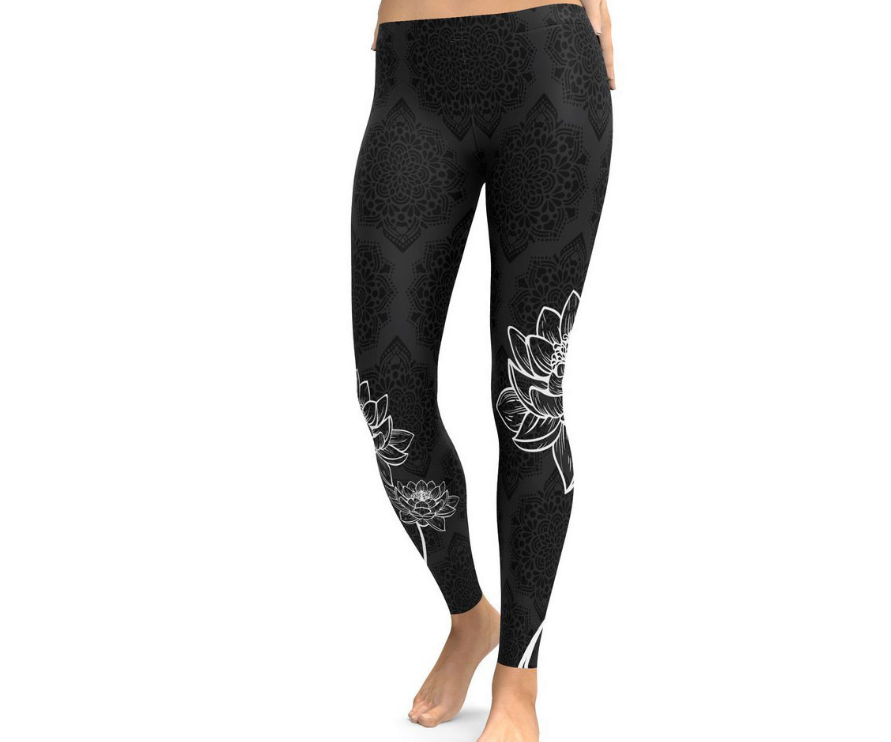 New Lotus Digital Print Slim Thin and Quick Dry Yoga Leggings