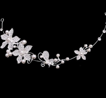 Bridal jewelry wedding Korean bride tiara soft chain wedding hair accessories wedding dress White - Shop at LoveMi