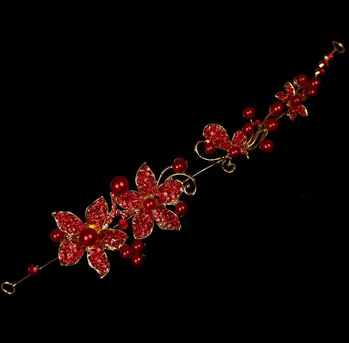 Bridal jewelry wedding Korean bride tiara soft chain wedding hair accessories wedding dress Red - Shop at LoveMi