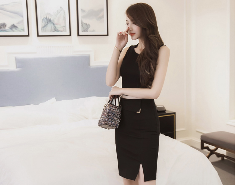 Women's new split fork hip Slim stretch step skirt solid color pencil skirt S-5XL