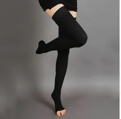 Unisex 15mm Hg Relief Compression Socks Leg Knee-High Medical Compression Stockings Socks - Black - View 1