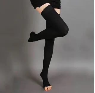 Unisex 15mm Hg Relief Compression Socks Leg Knee-High Medical Compression Stockings Socks - Black