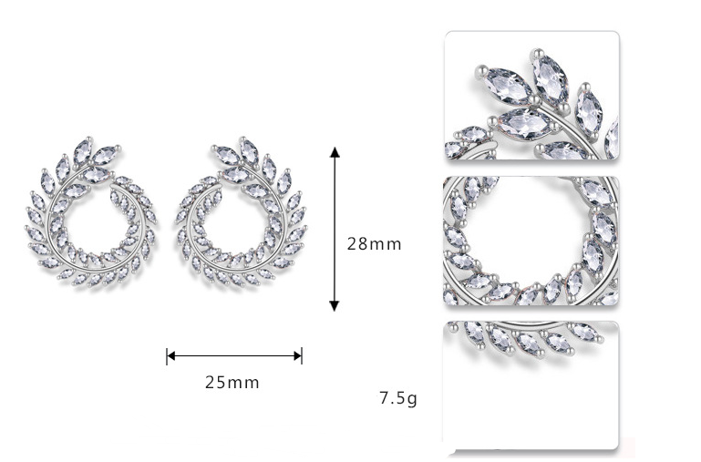 New willow-shaped earrings Micro-inlaid AAA zircon Simple fashion ladies earrings earrings