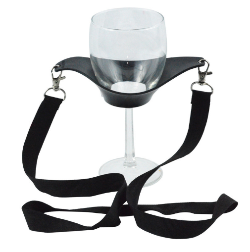 Portable Black Wine Glass Holder Strap Wine Sling Yoke Glass