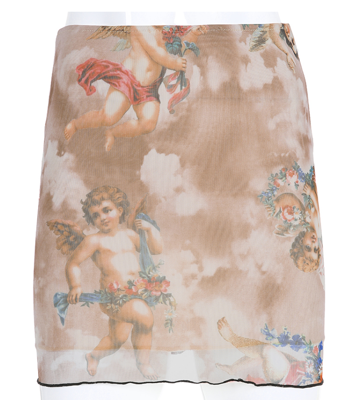 Europe and America ins retro little angel high waist bag hip skirt female slim slimming chic strange girl skirt skirt tide