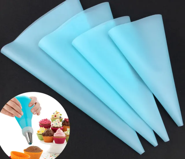 Set Reusable Pastry Silicone Icing Piping Custard Bag Squeeze Nozzle Cake Decorating Baking Decorating Tools Blue - Shop at LoveMi