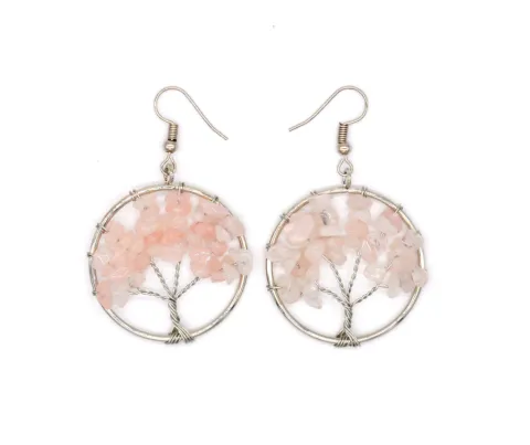 Crystal Wishing Tree Earrings, natural stone