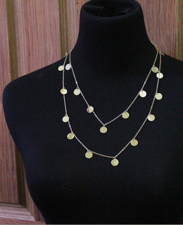 European and American explosions jewelry fashion bohemian 2 layer round necklace sequins fashion retro long sweater chain