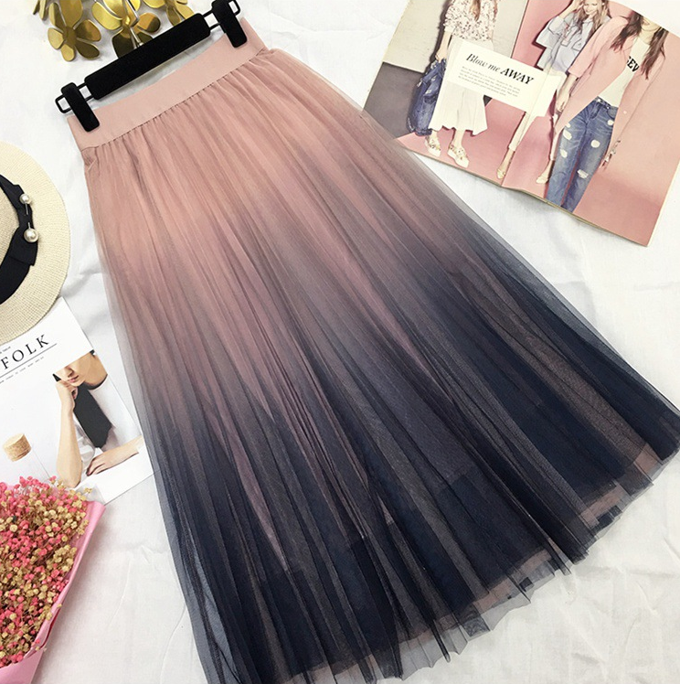 Italian five-point gradient mesh skirt