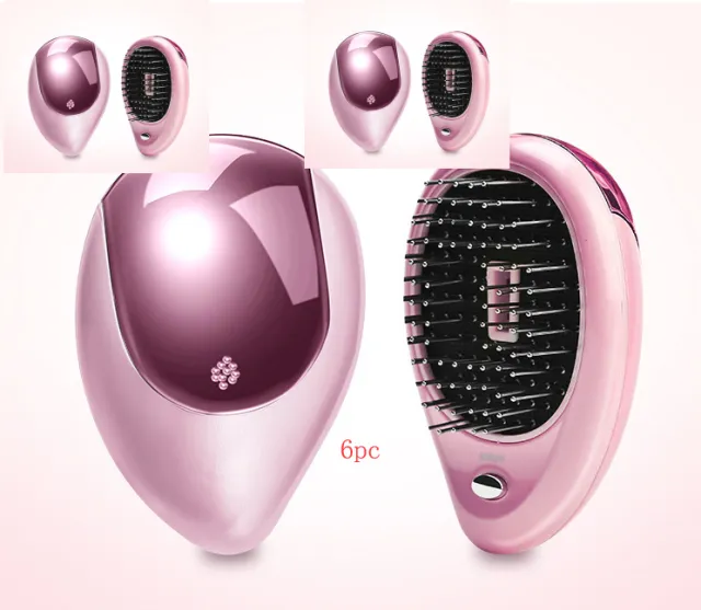 Electric Sound Wave Vibration Magnetic Massage Comb Portable Negative Ion Hair Comb Pink 6Pc - Shop at LoveMi