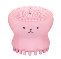 Cartoon octopus silicone wash brush foaming cleansing brush Manual facial massage brush cleansing brush brush bubbler - Pink - View 1
