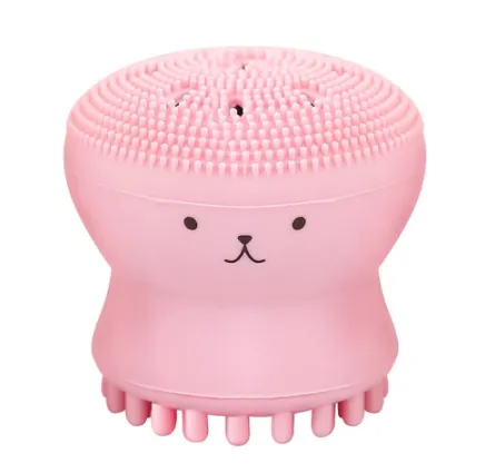 Cartoon octopus silicone wash brush foaming cleansing brush Manual facial massage brush cleansing brush brush bubbler Pink - Shop at LoveMi
