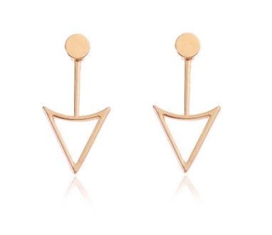 Glossy Geometric Hollow Triangle Metal Stud Earrings