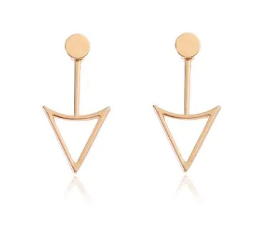 Glossy Geometric Hollow Triangle Metal Stud Earrings