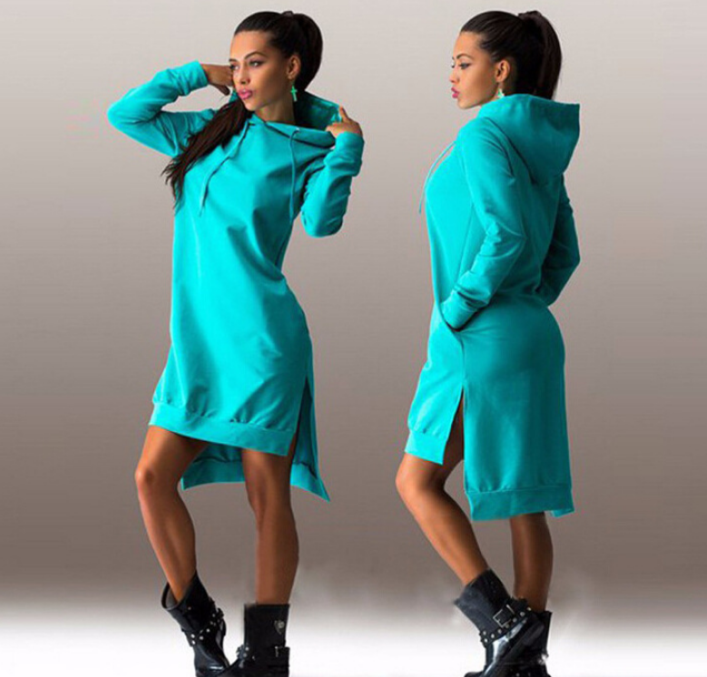 AliExpress Ebay Hot Wish explosions European and American fashion irregular hooded long-sleeved dress sweater