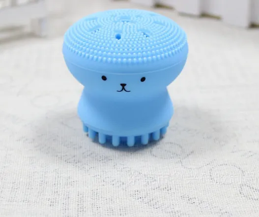 Cartoon octopus silicone wash brush foaming cleansing brush Manual facial massage brush cleansing brush brush bubbler Blue - Shop at LoveMi