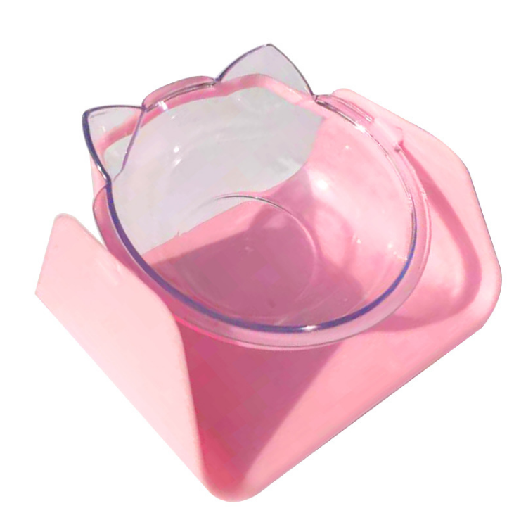 Pink beveled cat bowl